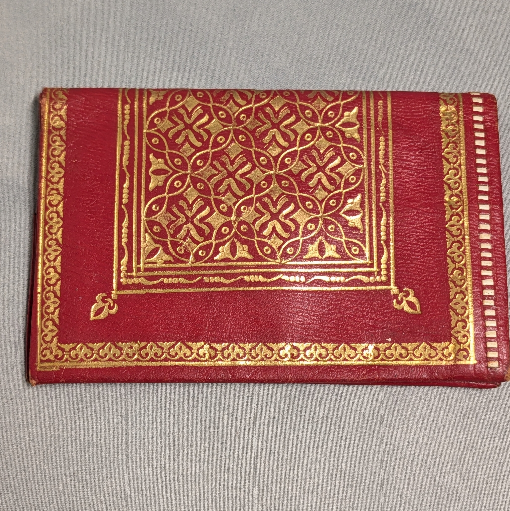 Vintage Red Leather GoldEmbossed Wallet